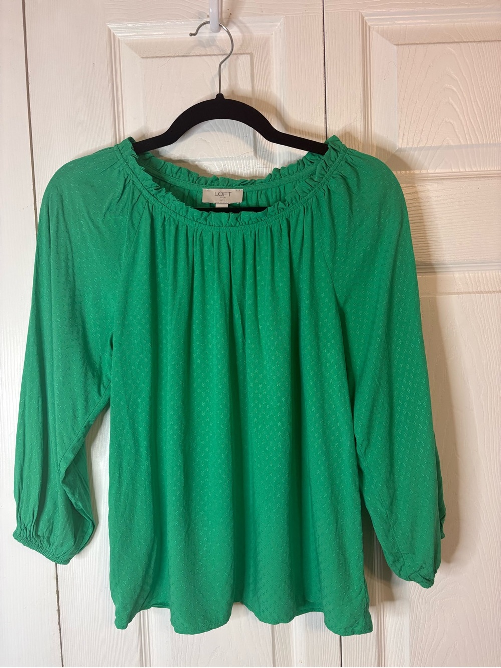 LOFT Outlet Women's Green Peasant Blouse XSP NWT Petite Extra Small